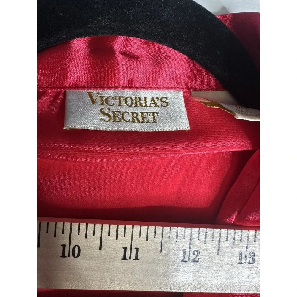 Vintage Victoria's Secret Red Satin Button Up Lounge Shirt Size M/L